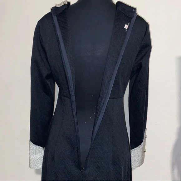 vtg Tuxedo Hostess Dress w Dual Side Splits - Picture 7 of 10